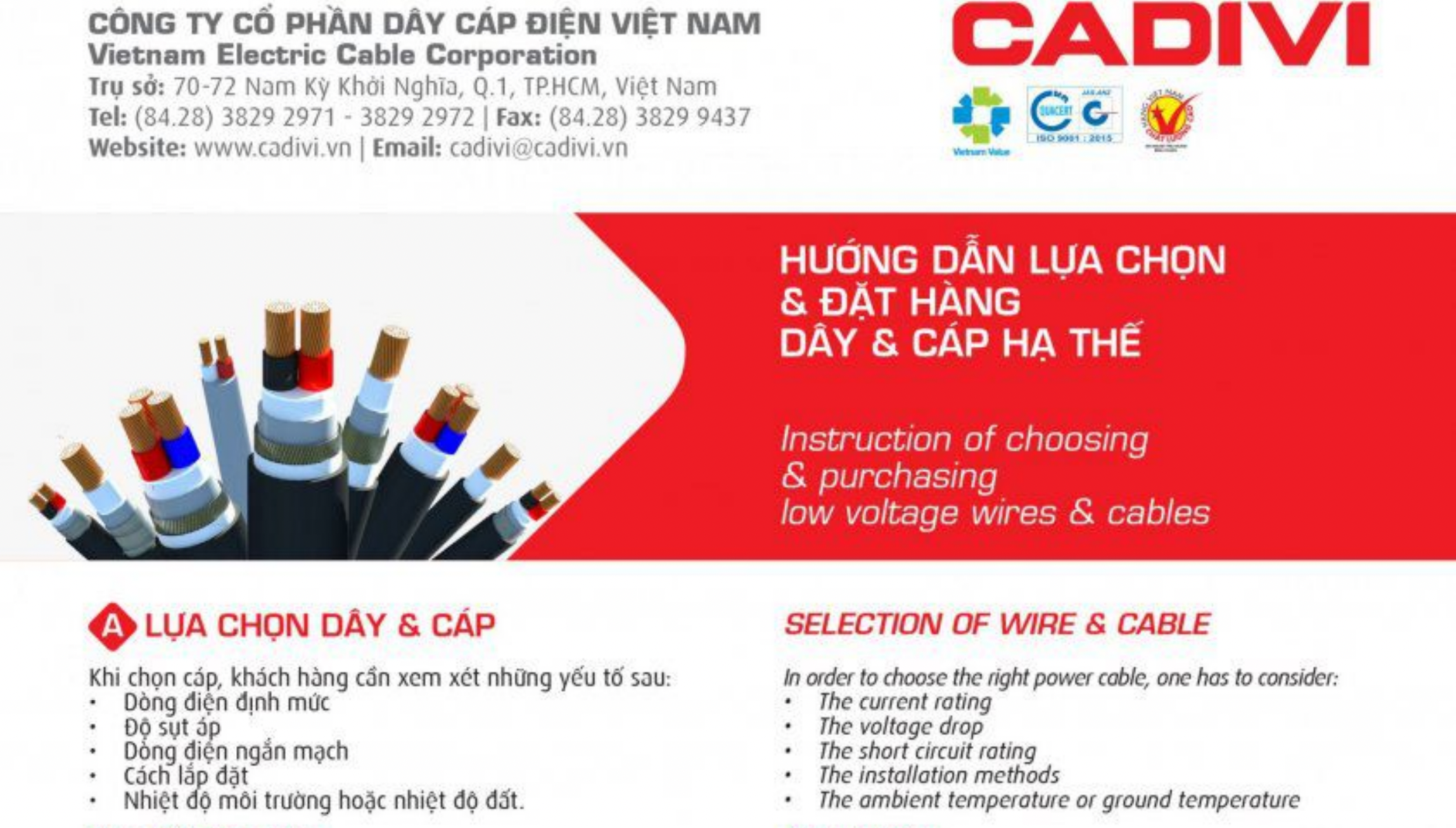 Catalog Dây Cáp Điện Hạ Thế CADIVI
